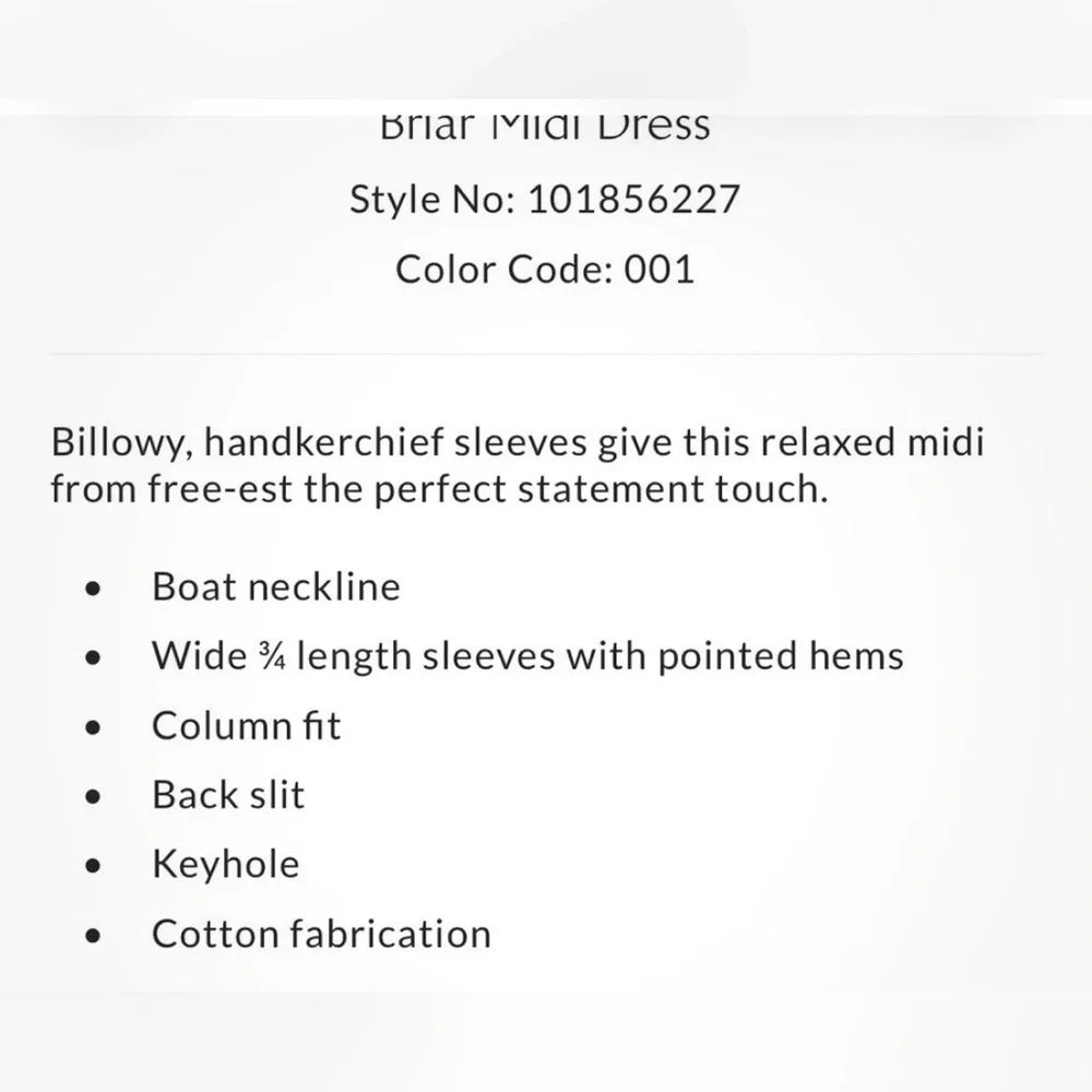 NEW FREE PEOPLE Briar Black Midi Dress, M - Picture 10 of 10